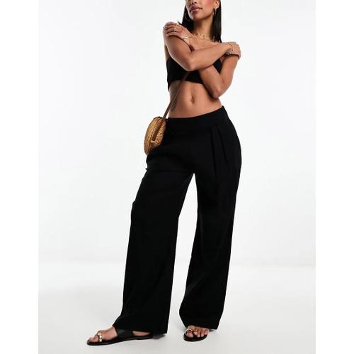 Pantalon Ample En Lin Plissé - Noir