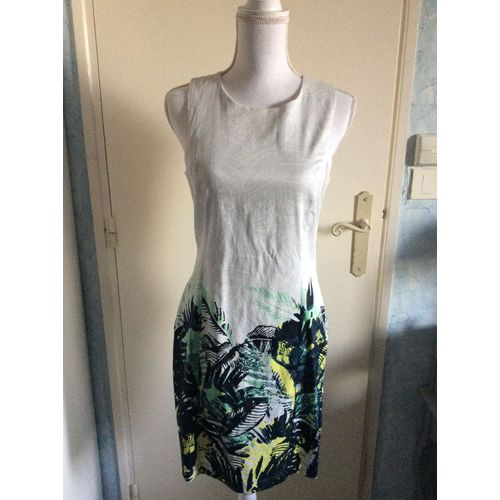 Robe Camaieu Couleur Ecru/Vert Taille 40