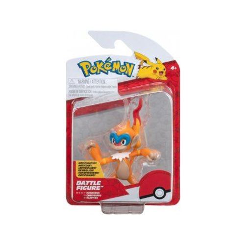 Coffret Figurine Pokemon Chimpenfeu - Figurine Combat Bleu Et Blanc - Set Jouet Garcon Et 1 Carte Animal