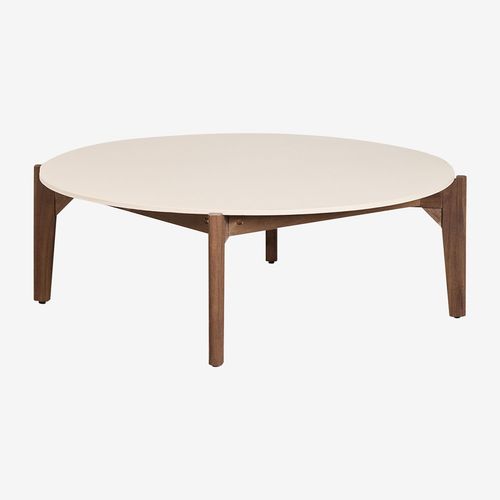 Table Basse Ronde En Ciment Et Bois D'acacia Xajul Ø100 Cm
