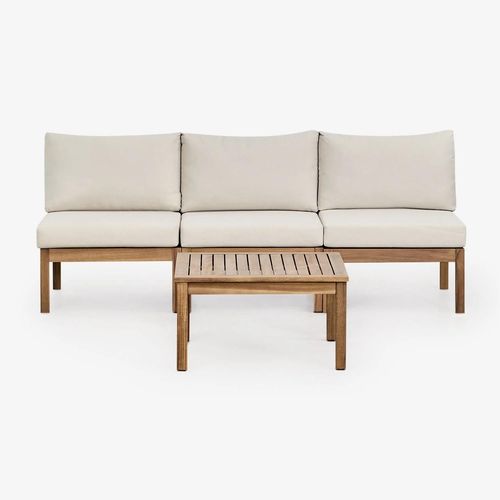 Ensemble De Jardin Modulable Branson 3 Pièces Avec Canapé Et Table Basse En Bois D'acacia Brun Acacia