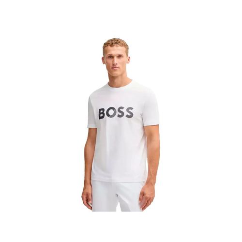 T Shirt Boss Tape Logo Homme Blanc