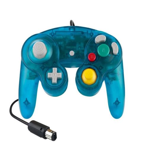 Manette De Jeu Filaire Classique Portable Avec Fonction De Vibration, Compatible Avec Wii Ngc Gamecube Game Cube-Blue
