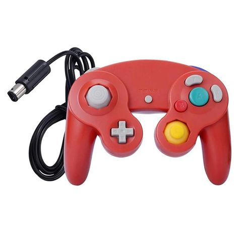 Manette De Jeu Filaire Classique Portable Avec Fonction De Vibration, Compatible Avec Wii Ngc Gamecube Game Cube-Red