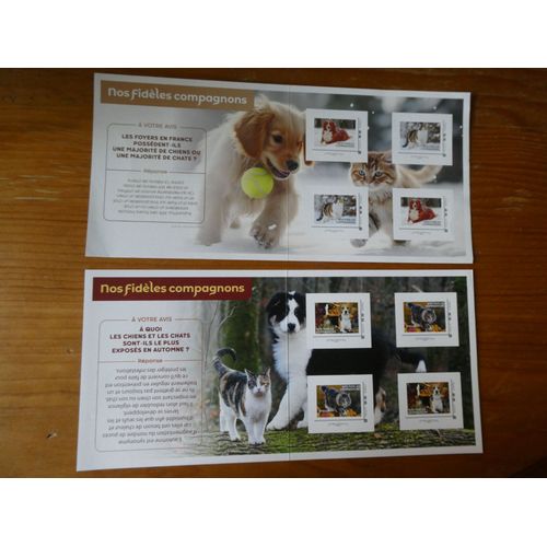 2 Collectors De 4 Timbres Lettre Verte / Fidèles Compagnons – Hiver & Automne