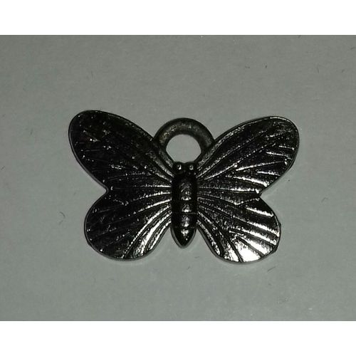 Pendentif Papillon Noir Argenté 1,5 X 2 Cm