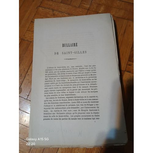 Bullaire De L'abbaye De Saint Gilles ; Editeur Abbé Goiffon, 1882
