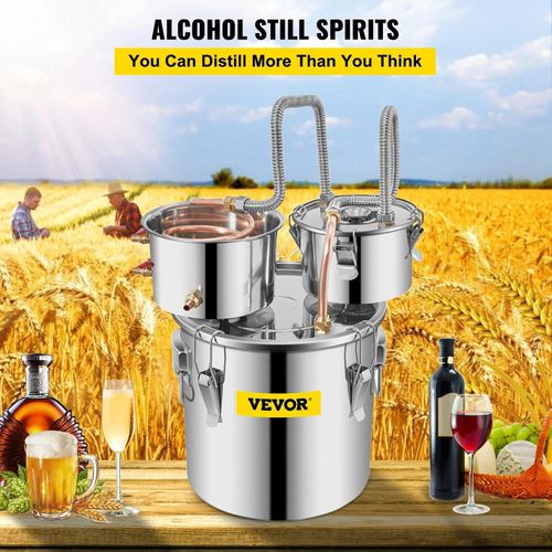 Distillateur D'alcool, 12 L, Brassage, Acier Inoxydable, Refroidissement Rapide, Argent