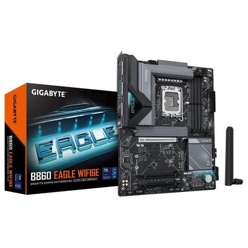 GIGABYTE B860 EAGLE WIFI6E Carte mère - Processeurs Intel Core Ultra, VRM 12+1+2+1 phases, jusqu'à 9066MHz DDR5, 1xPCIe 5.0 + 2xPCIe 4.0 M.2, LAN 2,5 GbE, WIFI 6E, USB 3.2 Gen 2x2