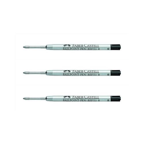 Faber-Castell Lot De 3 Recharges Pour Stylo Bille Grand Volume Pointe B Noir