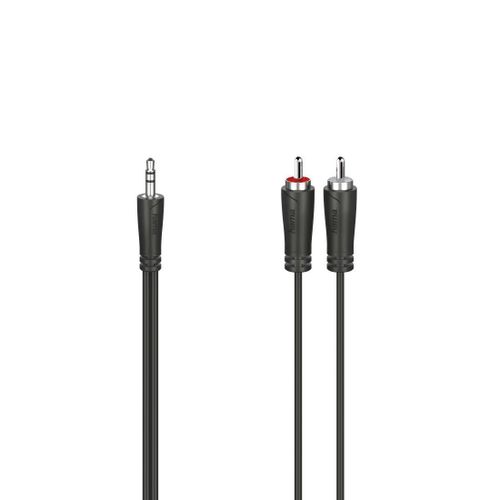 Hama Câble audio, fiche jack mâle 3,5mm - 2 fiches RCA mâles, stéréo, 5,0 m