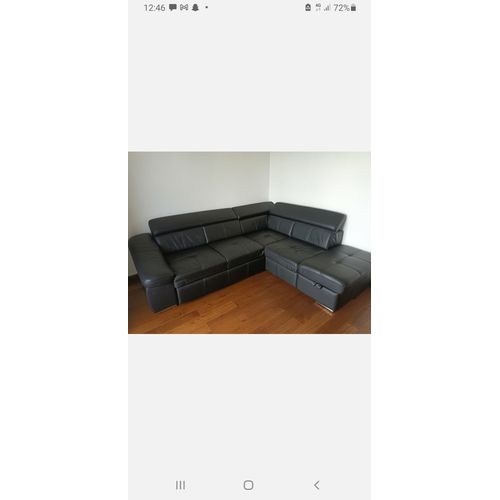 Canape Cuir Noir Convertible + Coffre