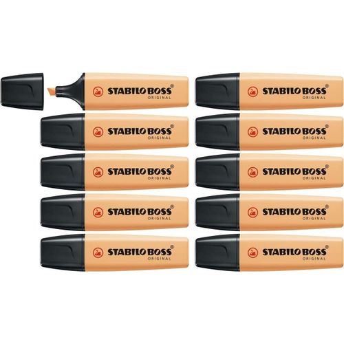 Stabilo Lot De 10 Surligneurs Boss Original Pastel Pointe Biseaut¿E 2 - 5 Mm Sorbet Abricot