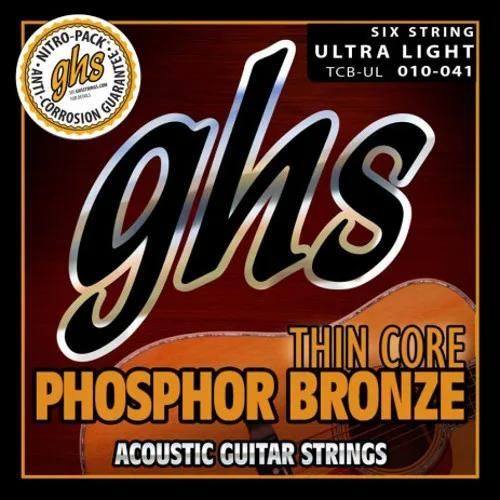 Ghs Thin Core Phosphor Bronze Ultra Light 010 - 041 Cordes Pour Guitare Folk Acoustique