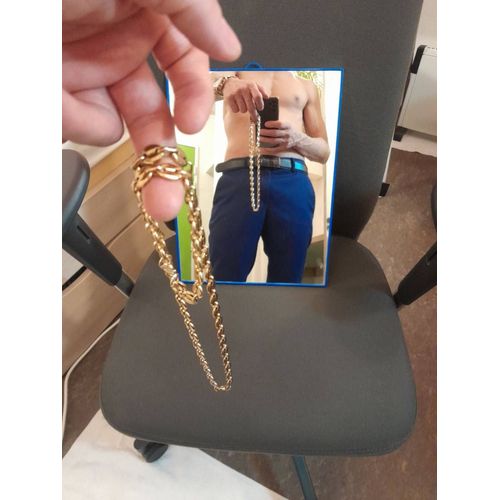 Set Collier Et Bracelet Homme Grains De Café Doré - Acier Inoxydable