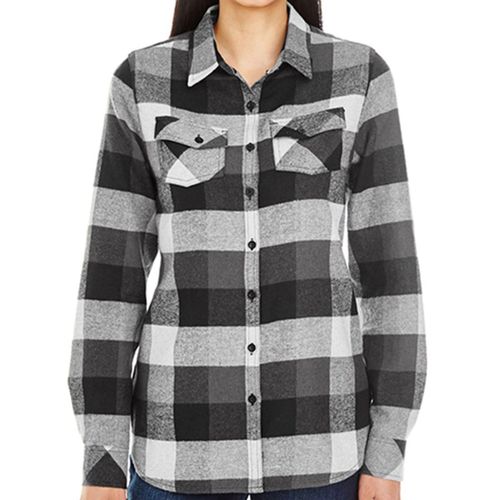 Chemise Manches Longues - Femme - Bu5210 - Noir Check À Carreaux