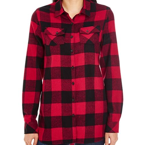 Chemise Manches Longues - Femme - Bu5210 - Rouge Et Noir