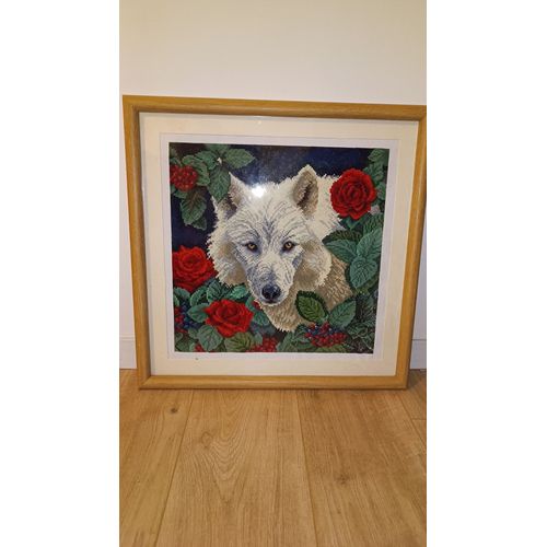Cadre en bois diamond painting loup