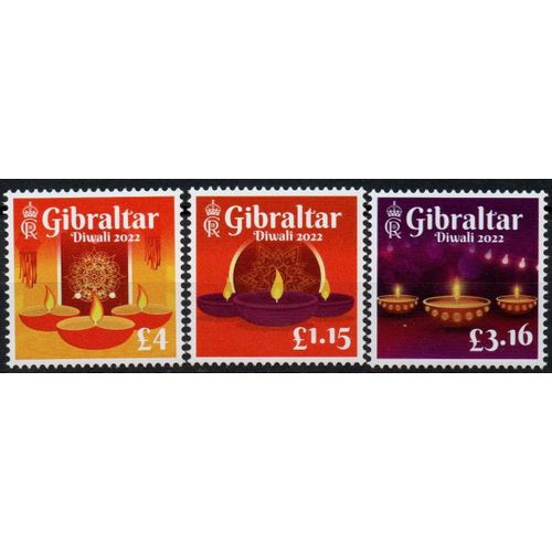 Gibraltar Timbre Fête Des Lumières , Diwali 2022