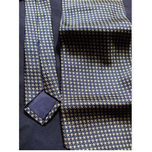 Cravate Homme Soie Prochownick Jaune Bleu - 100% Soie