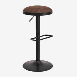 Pack De 2 Tabourets Hauts Réglables En Métal Et Tissu Igarasi Noir - Marron Chocolat