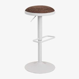 Pack De 2 Tabourets Hauts Réglables En Métal Et Tissu Igarasi Marron Chocolat - Blanc