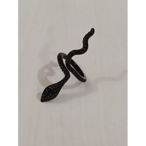 Bague Métal Noir,Grand Serpent,Taille 17.5, Reglable