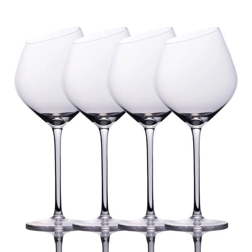 Intirilife 4x Verre À Vin Avec Bord Moderne - 470 Ml Capacité De Remplissage - Verre À Vin Rouge Calice Résistant Au Lave-Vaisselle Verre Cristal Antichoc