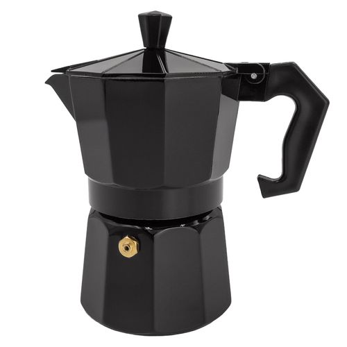 Intirilife Cafetière Espresso Aluminium - Noir- 3 Tasses De Moka, 160 Ml De Café Italien, Cafetière Adaptée Au Gaz, Vitrocéramique, Électrique