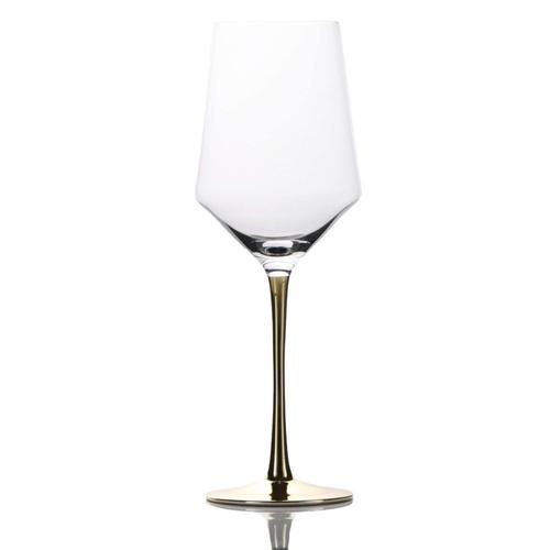 Intirilife Verre À Vin Avec Pied Doré - Capacité 380 Ml - Vin Rouge Vin Blanc Verre Calice Verre Cristal Antichoc