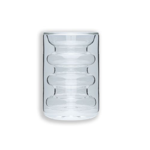 Intirilife Verre Thermique À Double Paroi - Style Rainuré - 190ml De Contenance - Soufflé À La Bouche, Isolé Pour Le Latte Macchiato, Comme Verre À Thé Ou À Café Avec Anse