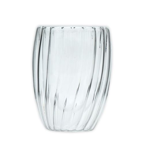 Intirilife Verre Thermique À Double Paroi - Style Rayé - Contenance 210ml - Soufflé À La Bouche, Isolé Pour Le Latte Macchiato, Comme Verre À Thé Ou À Café Avec Anse