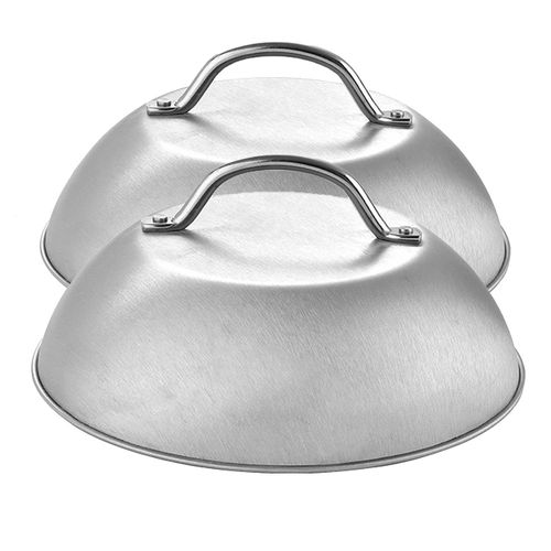 Intirilife 2x Acier Inoxydable Cloche De Fusion En Argent - Pour Mieux Rôtir La Viande, Cuire Les Légumes À La Vapeur Et Faire Fondre Le Fromage