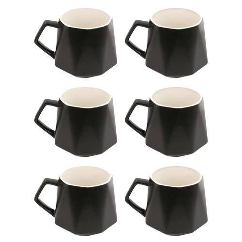 Intirilife 6x Tasse À Café Avec Finition Raffinée En Noir D'une Contenance De 350 Ml - 13x10.5x9.2 Cm - Tasse À Thé, Tasse À Anse, Gobelet Pour Le Café, Le Thé, Le Lait, Le Cacao Et Bien Plus Encore