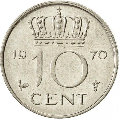 Pays Bas (Netherland) = Pièce De Monnaie De Collection D'une Valeur Faciale De 10 Cent. Année = 1970. Métal = Nickel. Diamètre = 15 Mm.