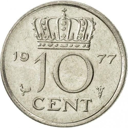 Pays Bas (Netherland) = Pièce De Monnaie De Collection D'une Valeur Faciale De 10 Cent. Année = 1977. Métal = Nickel. Diamètre = 15 Mm.