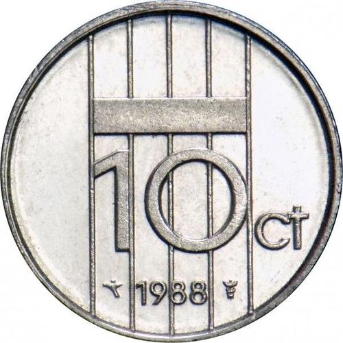 Pays Bas (Netherland) = Pièce De Monnaie De Collection D'une Valeur Faciale De 10 Cent. Année = 1988. Métal = Nickel. Diamètre = 15 Mm.