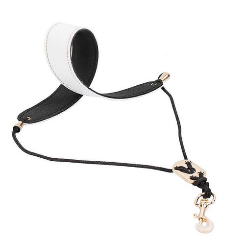 Sangle De Cou De Saxophone, Sangle De Cou De Saxophone, Sangle De Cou De Clarinette Bande De Cou En Cuir Blanc, Blanc + Noir