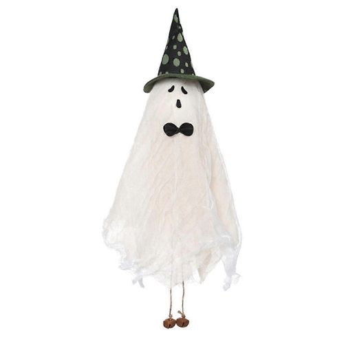 1pcs Halloween Fantômes Suspendus Avec Chapeau De Sorcière Vert Mignon Fantôme Effrayant Suspendu Fantôme Halloween Decora