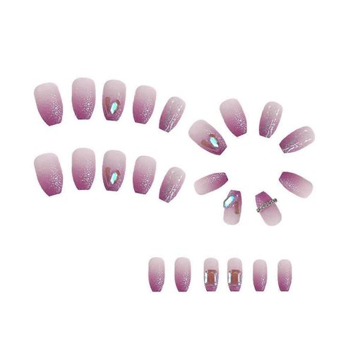 Dégradé Violet Éclat Flash Faux Ongles Changement Progressif Strass Ongles Portable Presse Sur Les Ongles Fu 