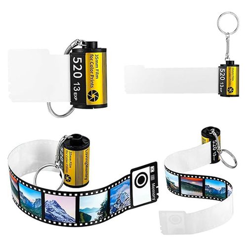 4 pcs sublimation appareil photo film rouleau porte-clés avec 10 photos album photo porte-clés pour la naissance de la mémoire