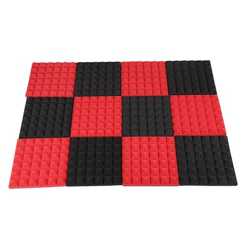 Tuiles de mousse acoustique au charbon de bois Panneaux de mousse d¿insonorisation Rembourrage sonore de studio 2 x 10 x 10 pouces (noir +