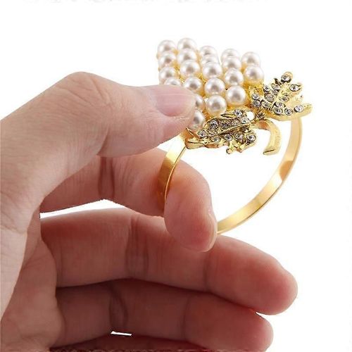 12 Pcs Perle Anneaux de serviette Or Forme de raisin Serviette Porte-boucle Porte-serviettes Table de fête de mariage