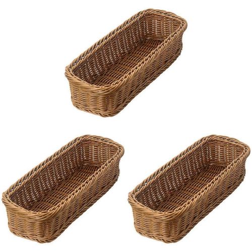 3X Panier De Rangement De Couverts De Bureau Panier Tissé Vaisselle Restaurant Drain Boîte De Rangement Vaisselle Sto