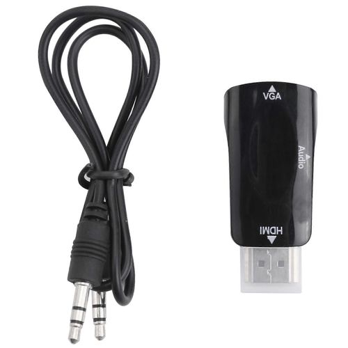 -compatible avec le convertisseur VGA plaqué or avec connecteur câble audio 3,5 mm pour PC, ordinateur portable, DVD, bureau