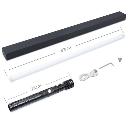 Épée Laser À Double Usage Pour Enfants Jouet Lumineux En Alliage Pixel Avec Chargeur Cadeau Noir Épée Laser De 6+82cm