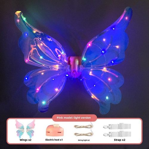 Ailes De Fée Électro Lumineuses Pour Chiens Jouet De Couleur Arc-En-Ciel Ailes De Dinosaure Pour Enfants Version Rechargeable Rose