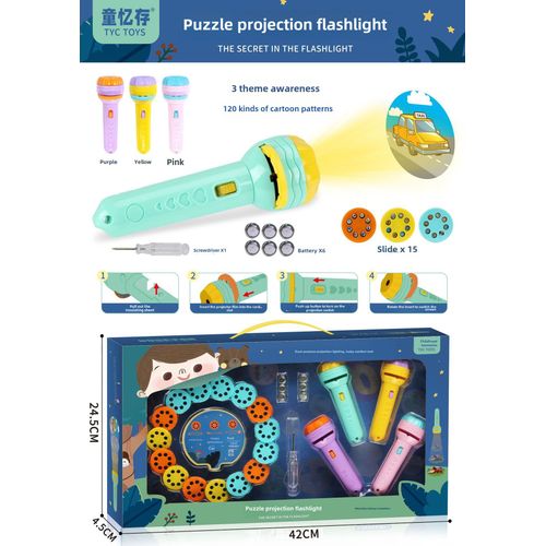 Lampe De Poche Projectrice Pour Enfants Jouet Éducatif Précoce Avec Dessins Animés D'animaux Et De Dinosaure 4 Lampes 120 Images