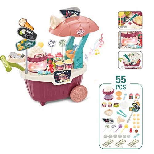 Voiture De Bonbons Miniature Pour Enfants En Borderland Set D'ustensiles De Cuisine Avec Lumière Et Musique Jouet De Poussette Pour La Maison Couleur: 66897/55pcs Voiture À Glace 0.8kg