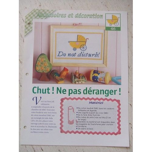 Fiche De Broderie Diagramme Point De Croix - Chut Ne Pas Déranger - Landau - Poussette